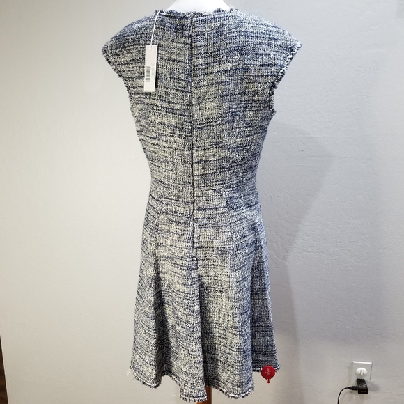 Rebecca Taylor Tweed v-neck A-line mini dress 10 - Picture 3 of 12